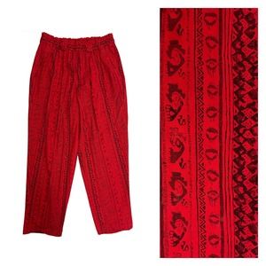 1990s High Waist Novelty Print Cotton Lounge Wear Pants / Women’s 32W *